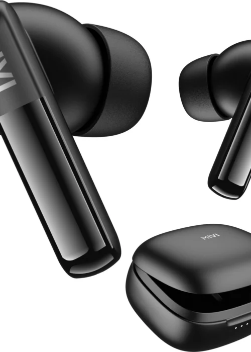 Mivi Duopods K2, 40Hrs PT, HD Call, Fast Charging, 50ms Latency,IPX4, Voice Asst.5.3v Bluetooth Headset (Black, True Wireless)