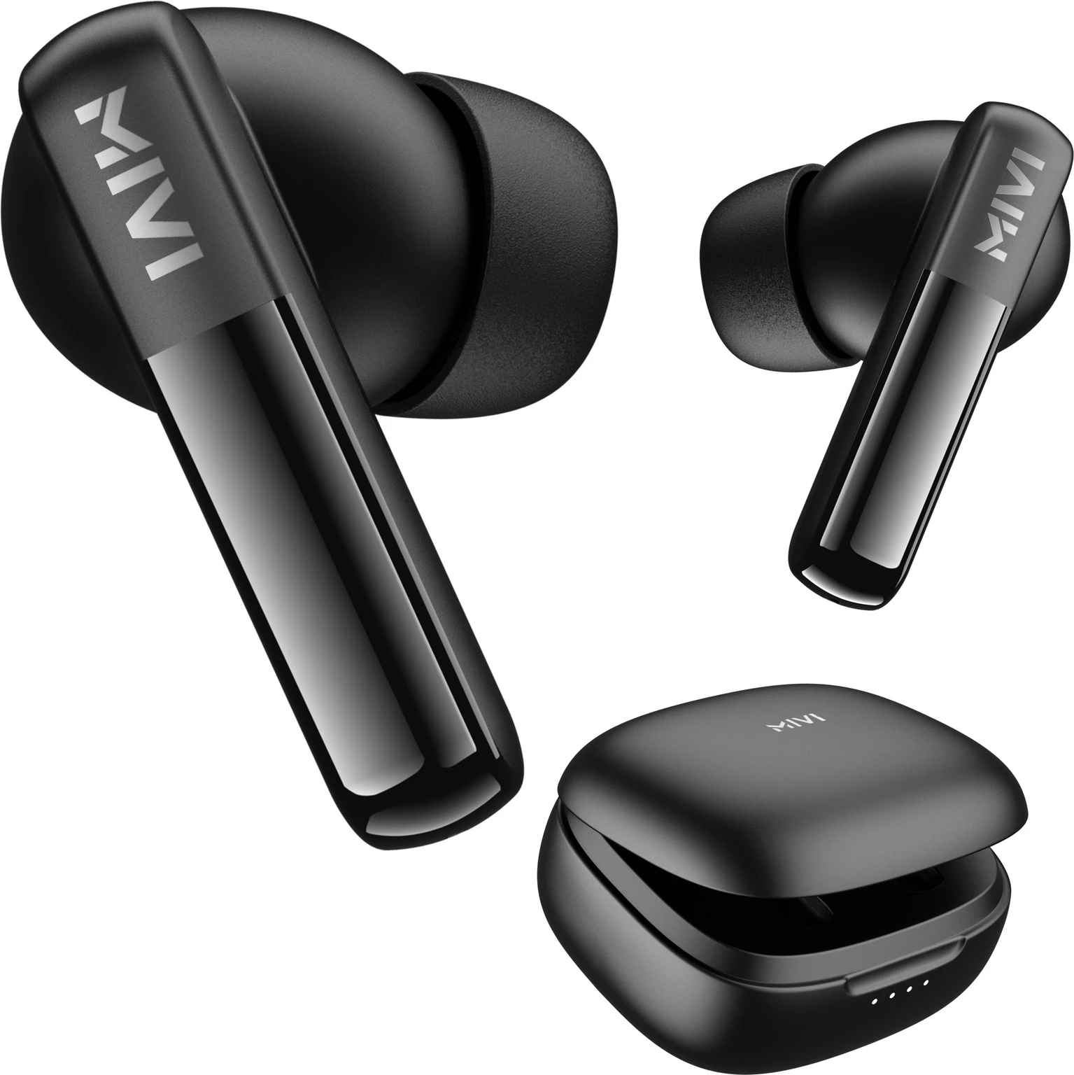 Mivi Duopods K2, 40Hrs PT, HD Call, Fast Charging, 50ms Latency,IPX4, Voice Asst.5.3v Bluetooth Headset (Black, True Wireless)